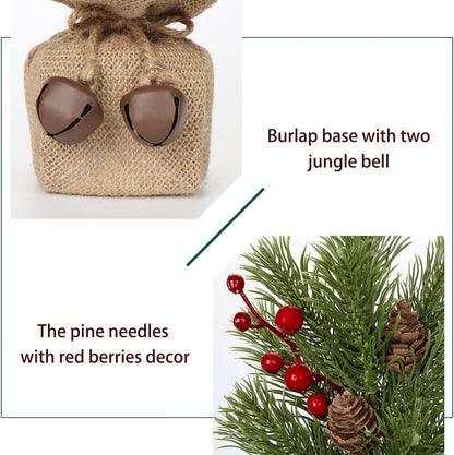Mini Tabletop Weihnachtsbaum mit Sackleinen Basis 40,6 cm & roten