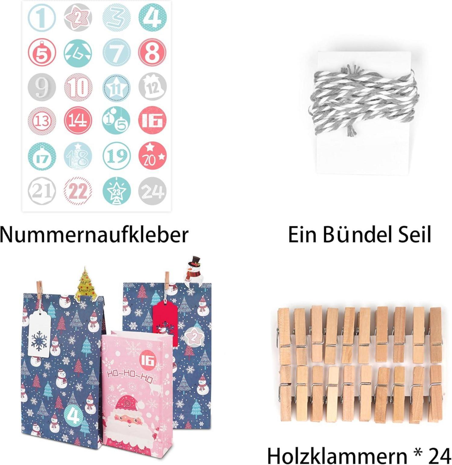 Adventskalender Weihnachten Kinder Geschenktüten basteln XXL