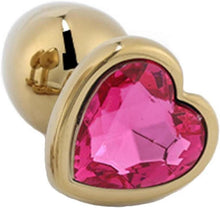 Kristall Herzförmiger Gold Analplug Set 3 Größen Hotpink