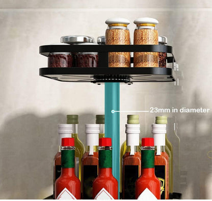 Drehbares Gewürzregal Schwarz 2-Etagen für Küche Arbeitsplatte