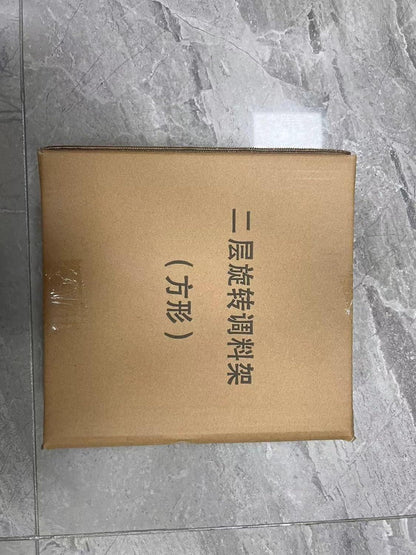 Drehbares Gewürzregal Schwarz 2-Etagen für Küche Arbeitsplatte