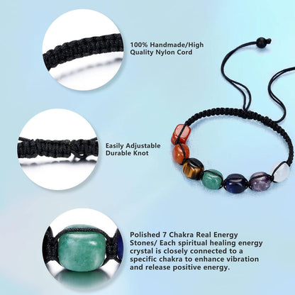 7 Chakra Armband Edelsteine Natürliches Yoga Healing Energie Damen Herren
