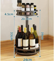 Drehbares Gewürzregal Küchenregal Schwarz 2-Etagen Rund