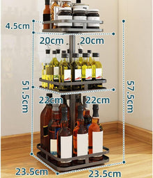 Drehbares Gewürzregal Schwarz 3-Etagen Stehend Lazy Susan