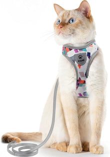 Fluchtsicheres Katzengeschirr und Leine Set reflektierend Grau M