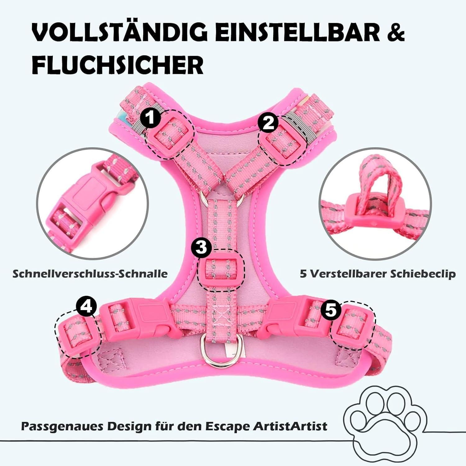 Fluchtsicheres Katzengeschirr und Leine Set reflektierend Grau M