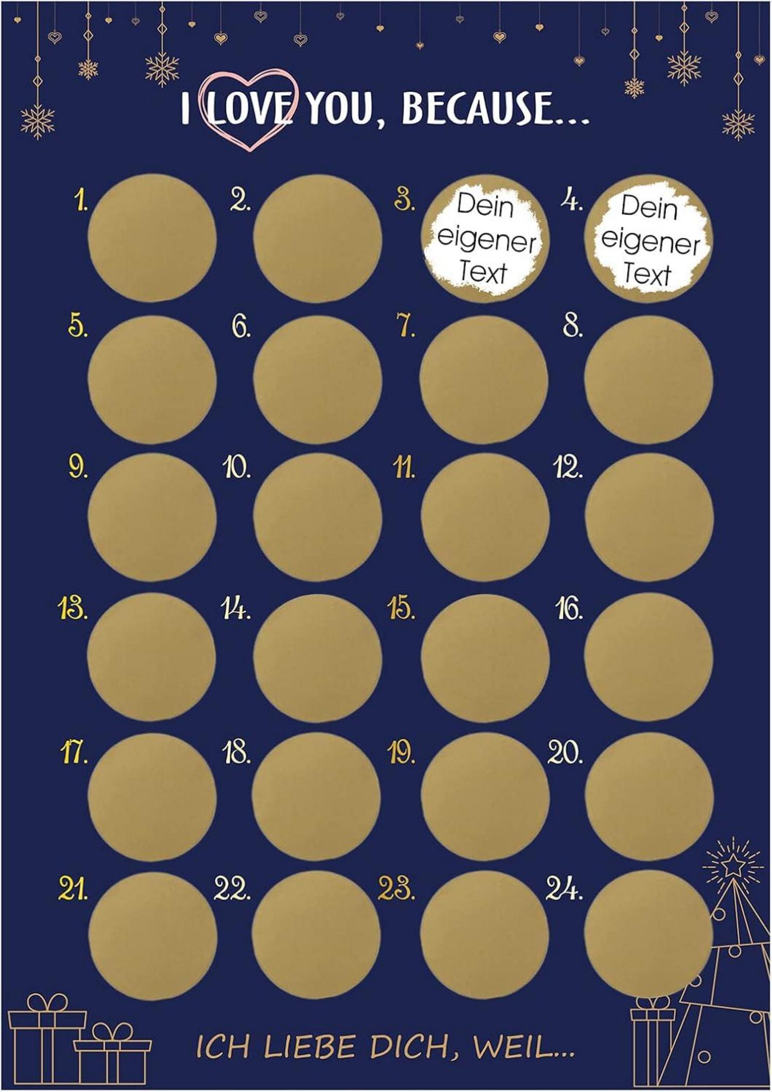 Adventskalender Rubbel I Love You Weihnachtskalender A3 Basteln