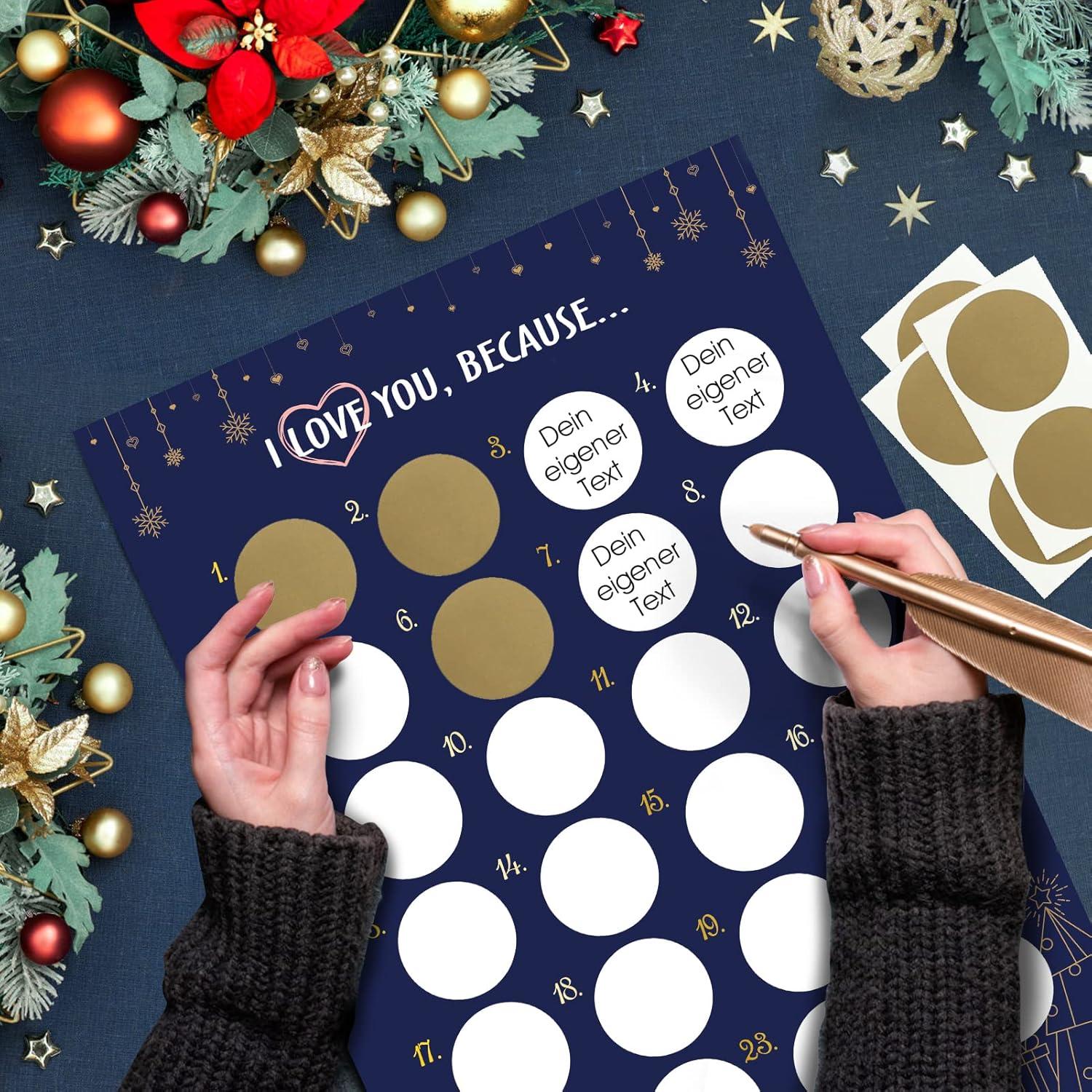 Adventskalender Rubbellose A3 Weihnachten Basteln Liebe