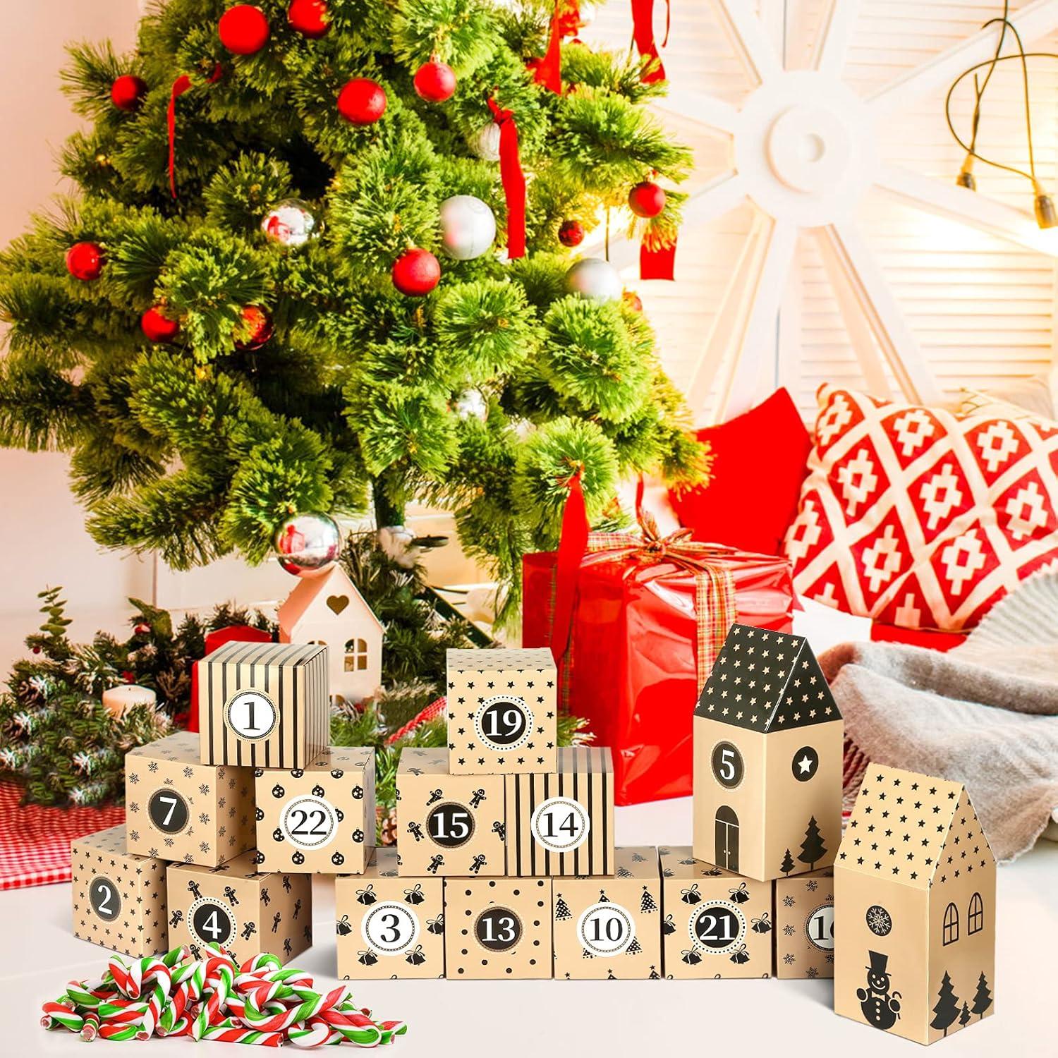 Adventskalender zum Befüllen Schachteln 24 PCS Häuser Weihnachten