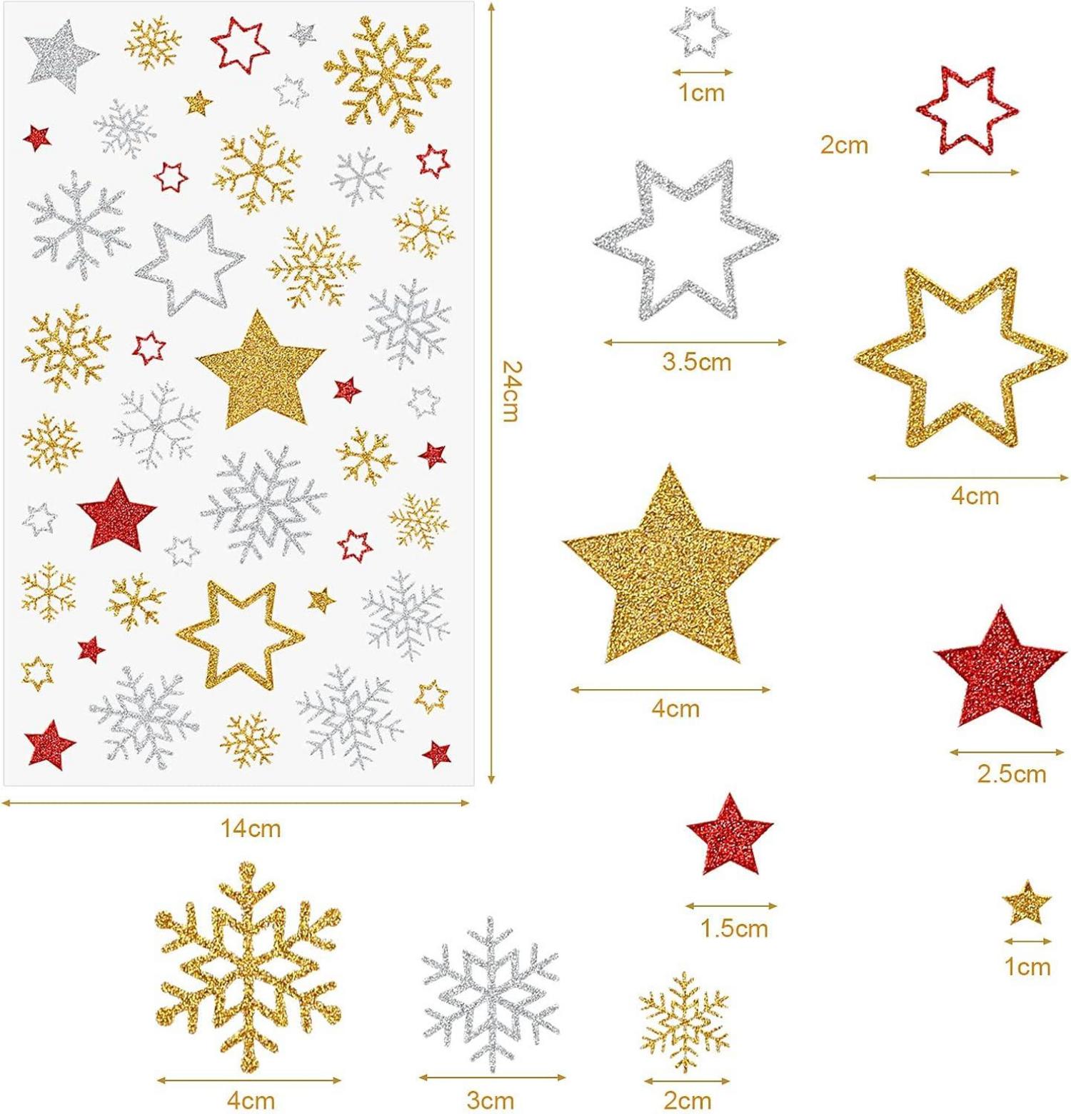 Glitzer Sterne Aufkleber Weihnachten Deko Basteln Set 230