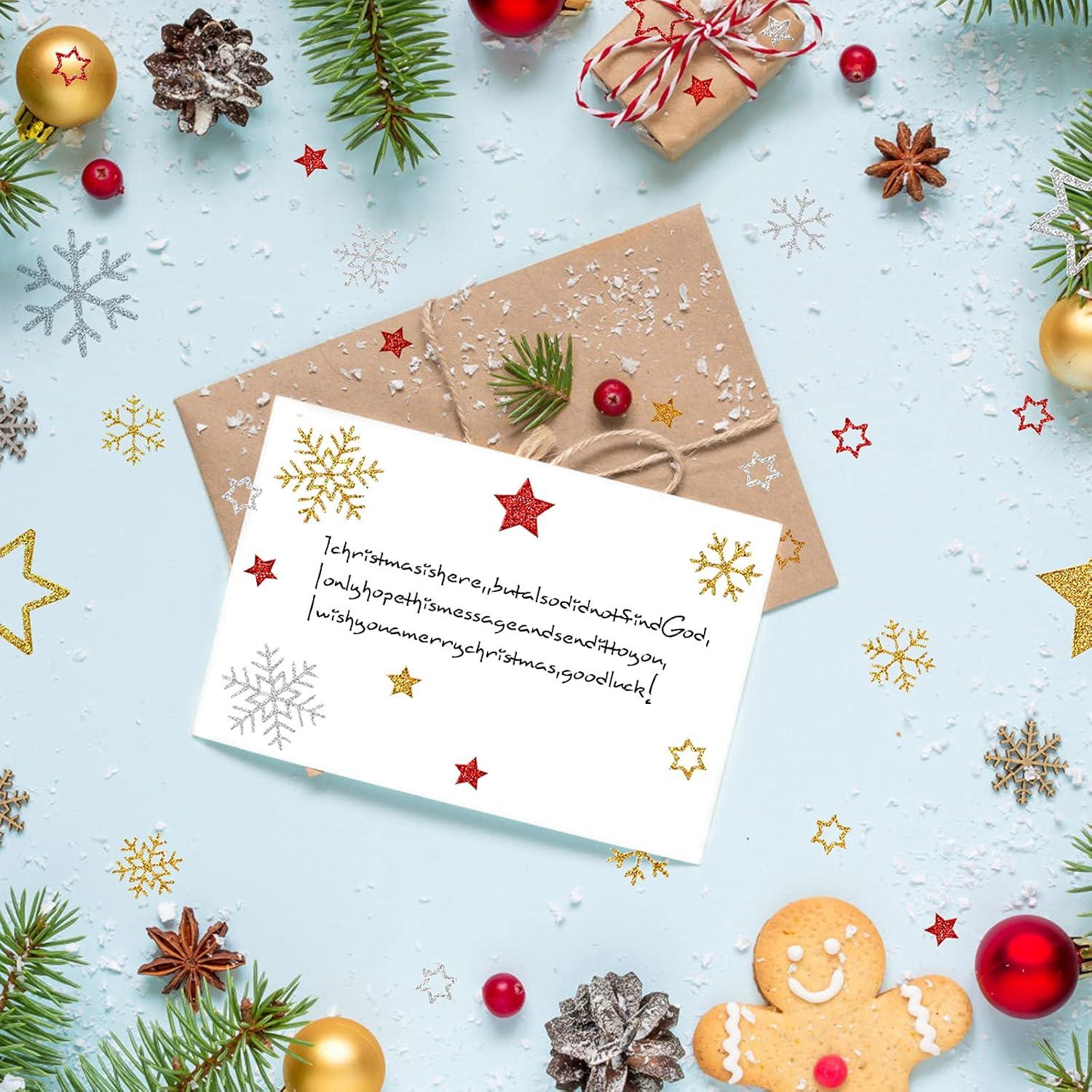 230x Glitzer Weihnachtssticker Stern Schneeflocken Gold Silber Rot