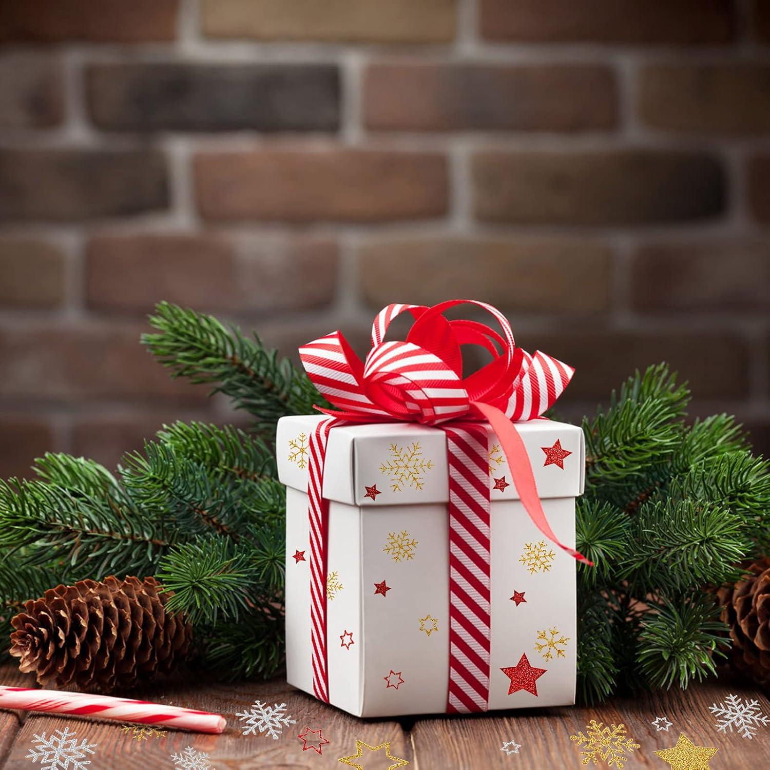 Kesote Weihnachtssticker Glitzer Sterne Schneeflocken Etiketten Gold Silber Rot 230x