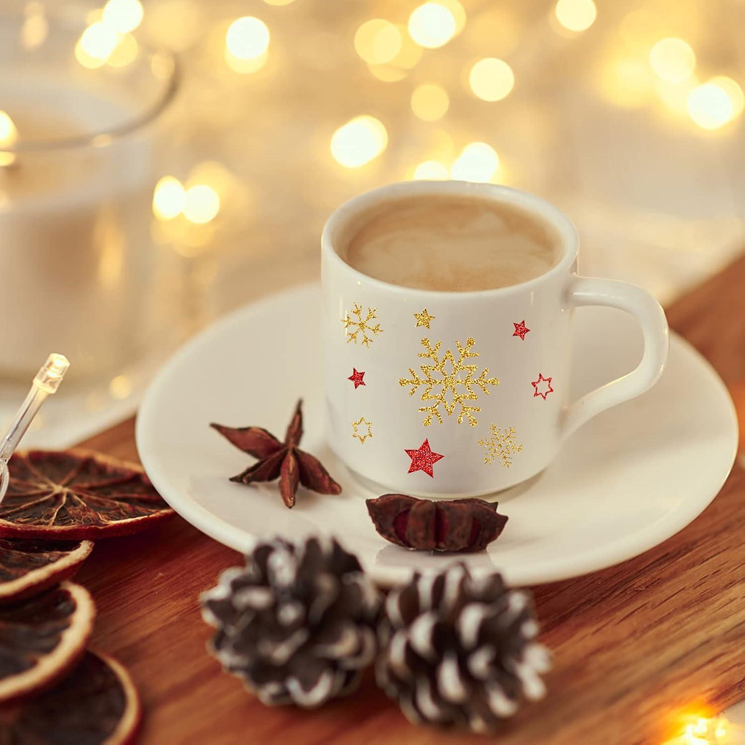 230x Glitzer Sterne Aufkleber Schneeflocken Weihnachten Deko Gold Silber Rot