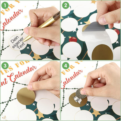 Kesote 2er A3 Rubbeladventskalender Weihnachtsbaum-Form