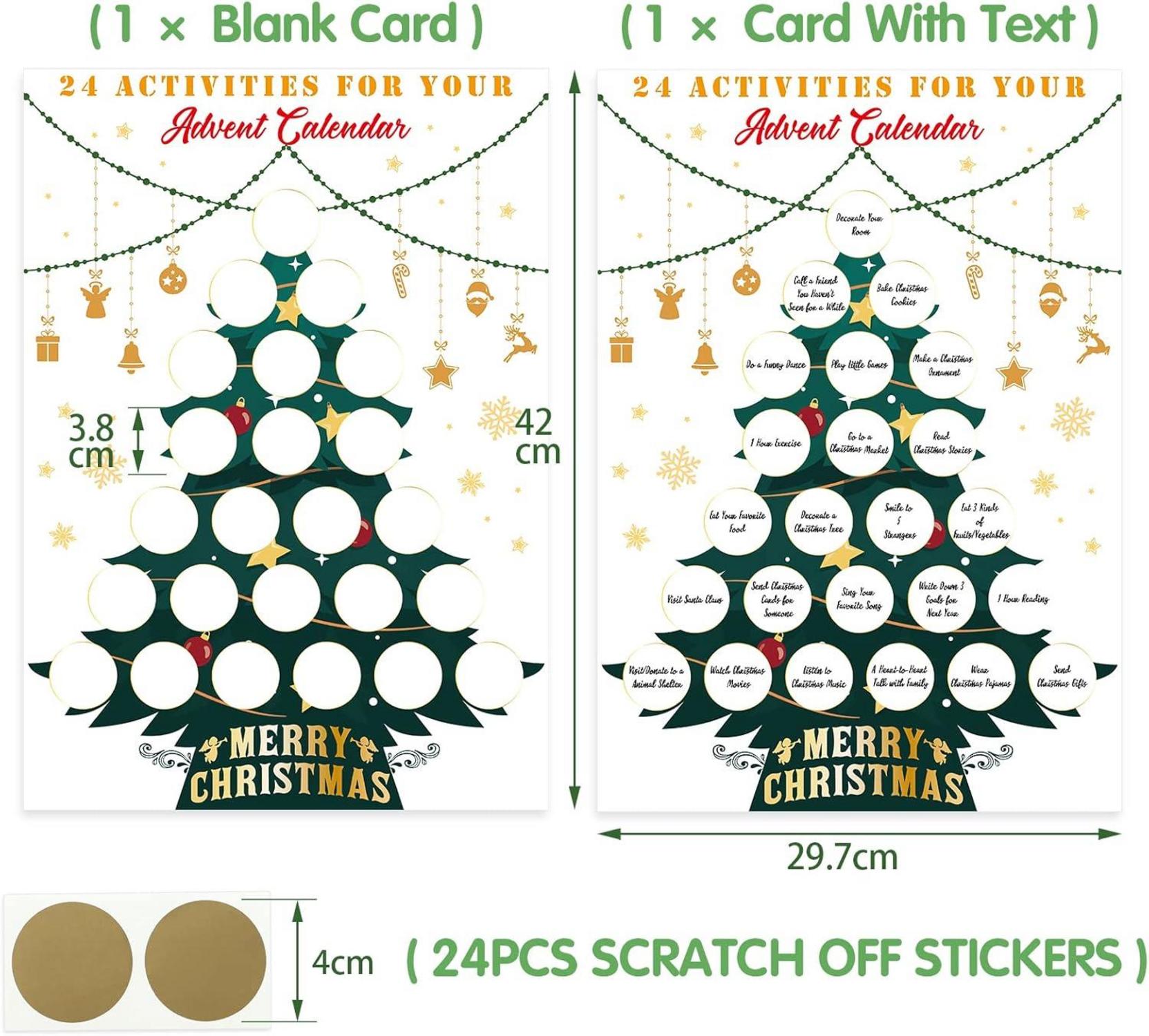 Kesote 2er A3 Rubbeladventskalender Weihnachtsbaum-Form