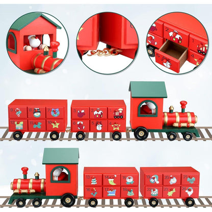 Adventskalender Weihnachtszug Holz Kinder 24 Türchen