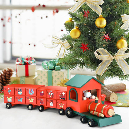 Adventskalender Weihnachtszug Holz Kinder 24 Türchen