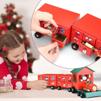 Adventskalender Weihnachtszug Holz Kinder 24 Türchen