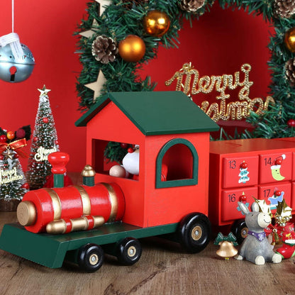 Adventskalender Weihnachtszug Holz Kinder 24 Türchen