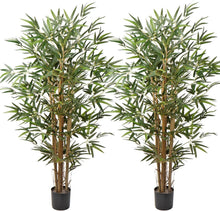 Kunstbaum Künstlicher Bambus Deko Pflanze Echtholzstamm 2er Set 4 Feet