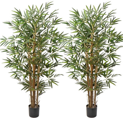 Kunstbaum Künstlicher Bambus Deko Pflanze Echtholzstamm 2er Set 4 Feet