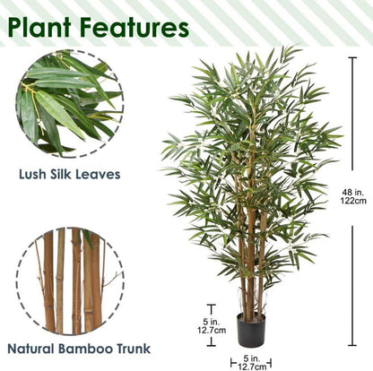 Kunstbaum Künstliche Bambus Dekopflanze Echtholzstamm 2
