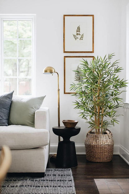 Kunstbaum Künstlicher Bambus Deko Pflanze Echtholzstamm 2er Set 4 Feet