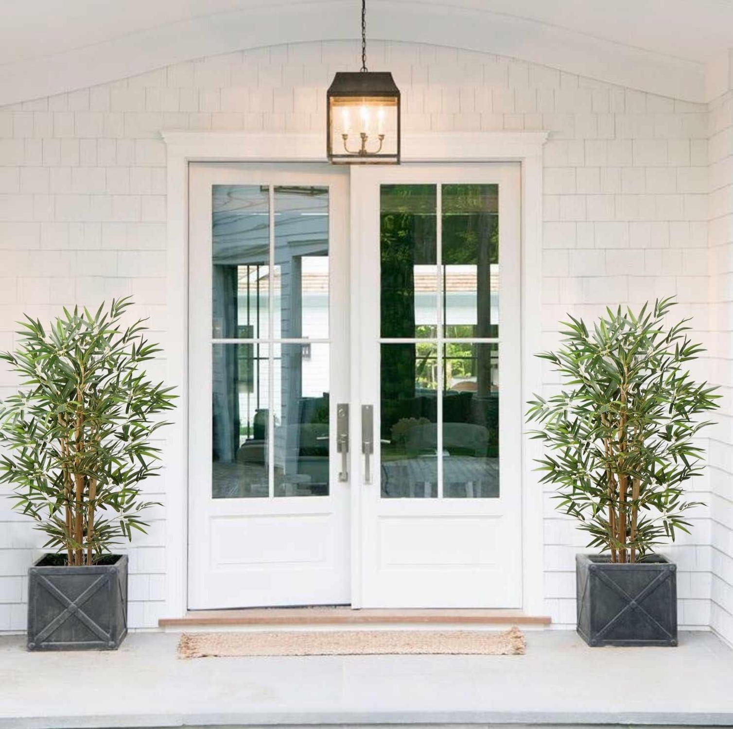 Kunstbaum Bambus Dekopflanze Künstlich Echtholzstamm 4 Feet 2 Stück Grün