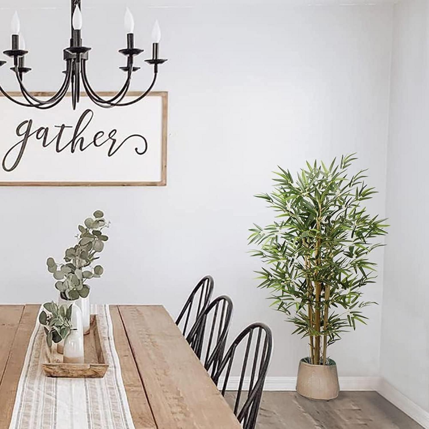 Kunstbaum Künstliche Bambus Dekopflanze Echtholzstamm Höhe 121.9CM 2