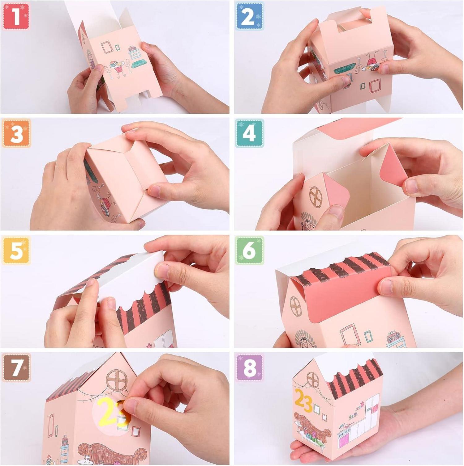 Adventskalender Boxen Kinder Weihnachtskalender 24 Häuser Schachteln