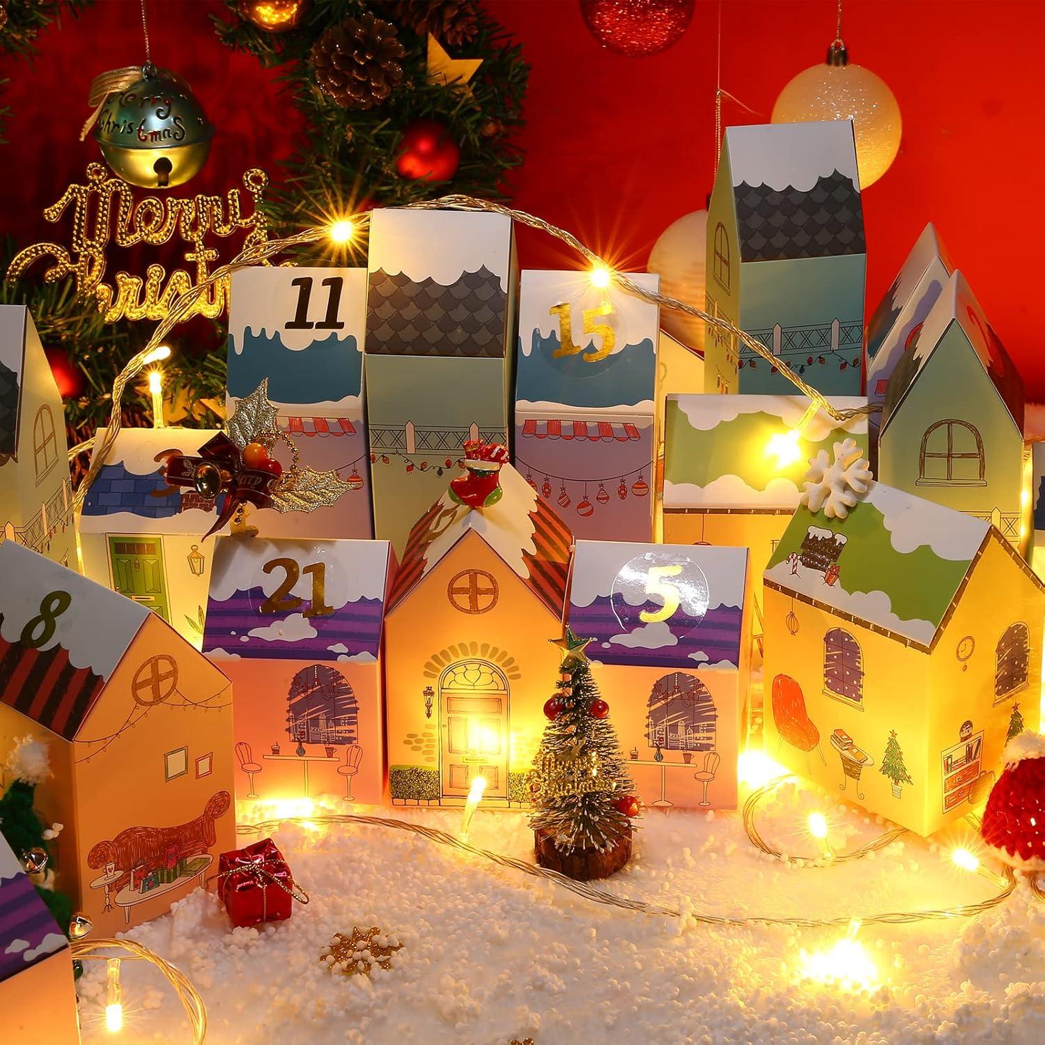 Adventskalender 24 Häuser Schachteln Weihnachtsdekoration Mädchen Jungen