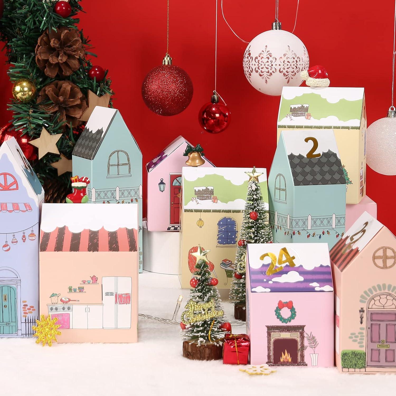 Adventskalender Boxen 24 Häuser Schachteln Weihnachtsdeko Mädchen