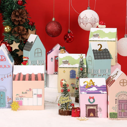 Adventskalender Boxen 24 Häuser Schachteln Weihnachtsdeko Mädchen
