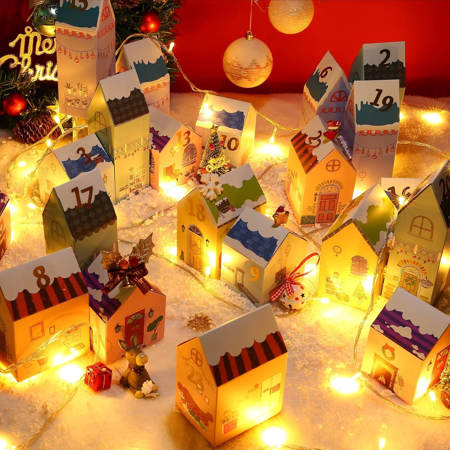 Adventskalender 24 Häuser Schachteln Weihnachtsdekoration Mädchen Jungen