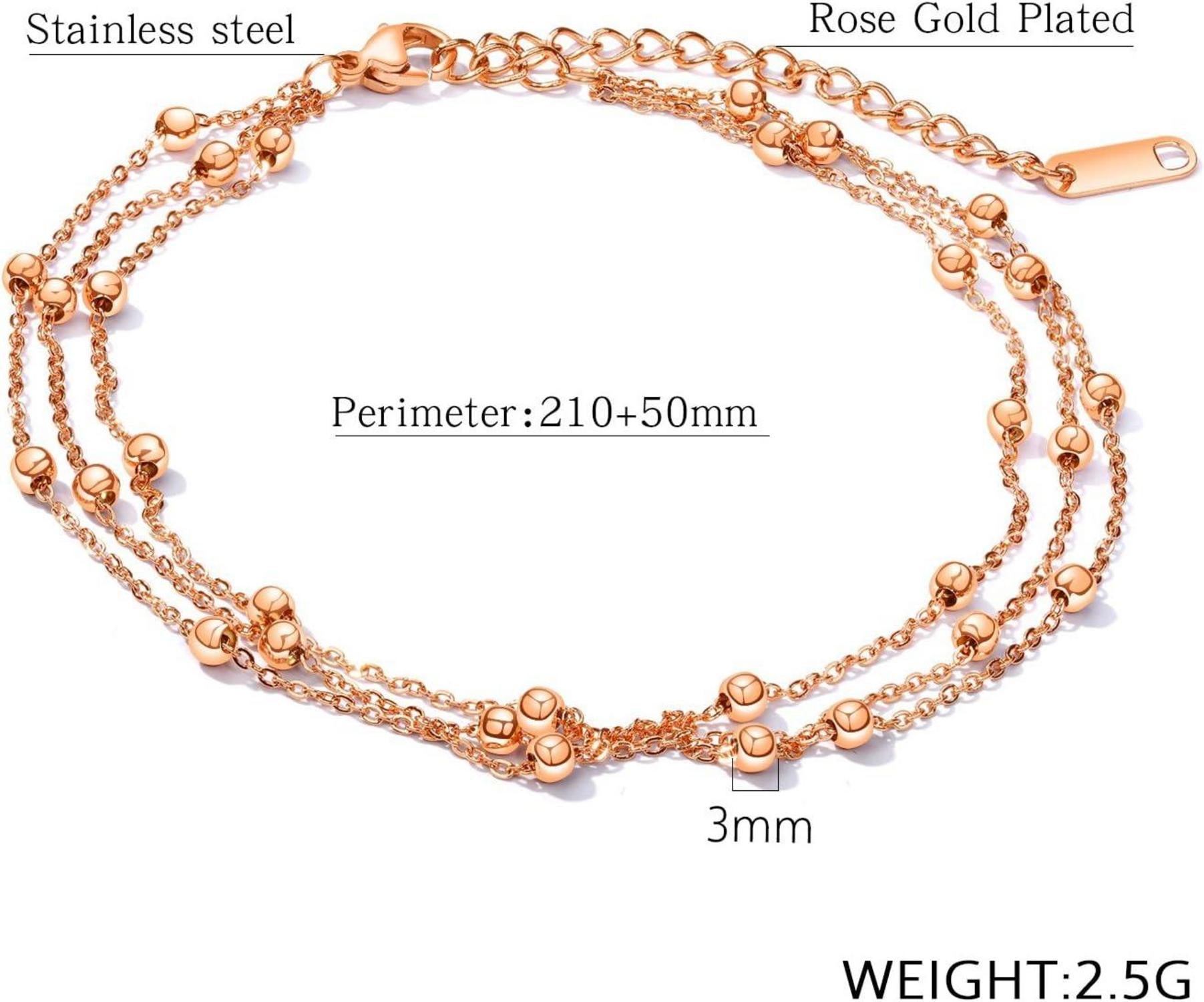Damen Fußkette 14K Gold überzogen Edelstahl Wasserfest Strand