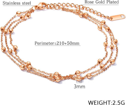 Damen Fußkette 14K Gold überzogen Edelstahl Wasserfest Strand