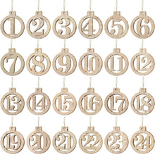 Adventskalender Holzanhänger Weihnachtsanhänger 1-24 Basteln Countdown