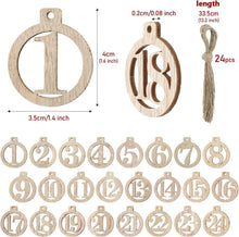 Adventskalender Zahlen Holzanhänger Weihnachtsanhänger 1-24