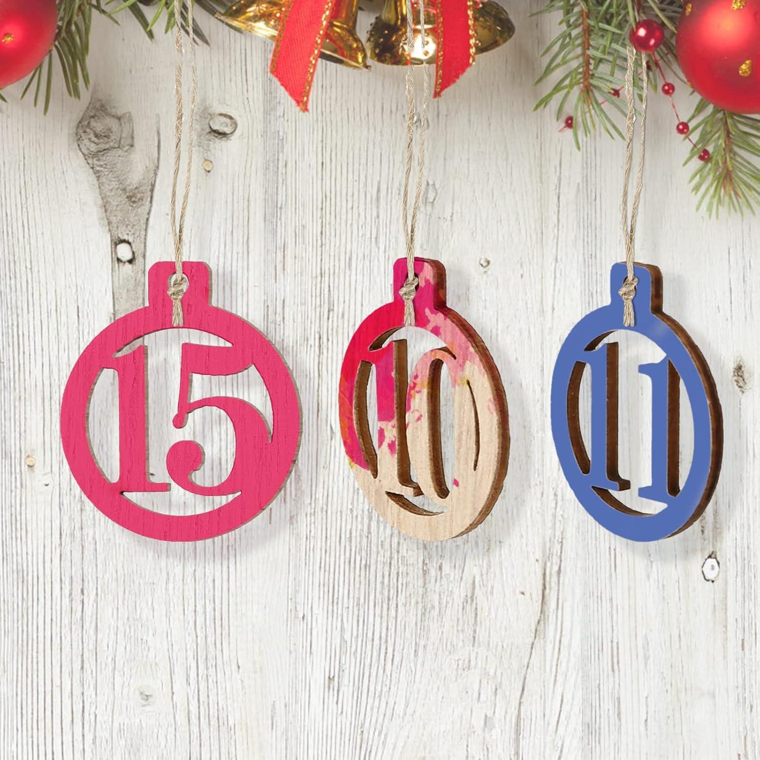 Adventskalender Holzanhänger Weihnachtsanhänger 1-24 Basteln Countdown