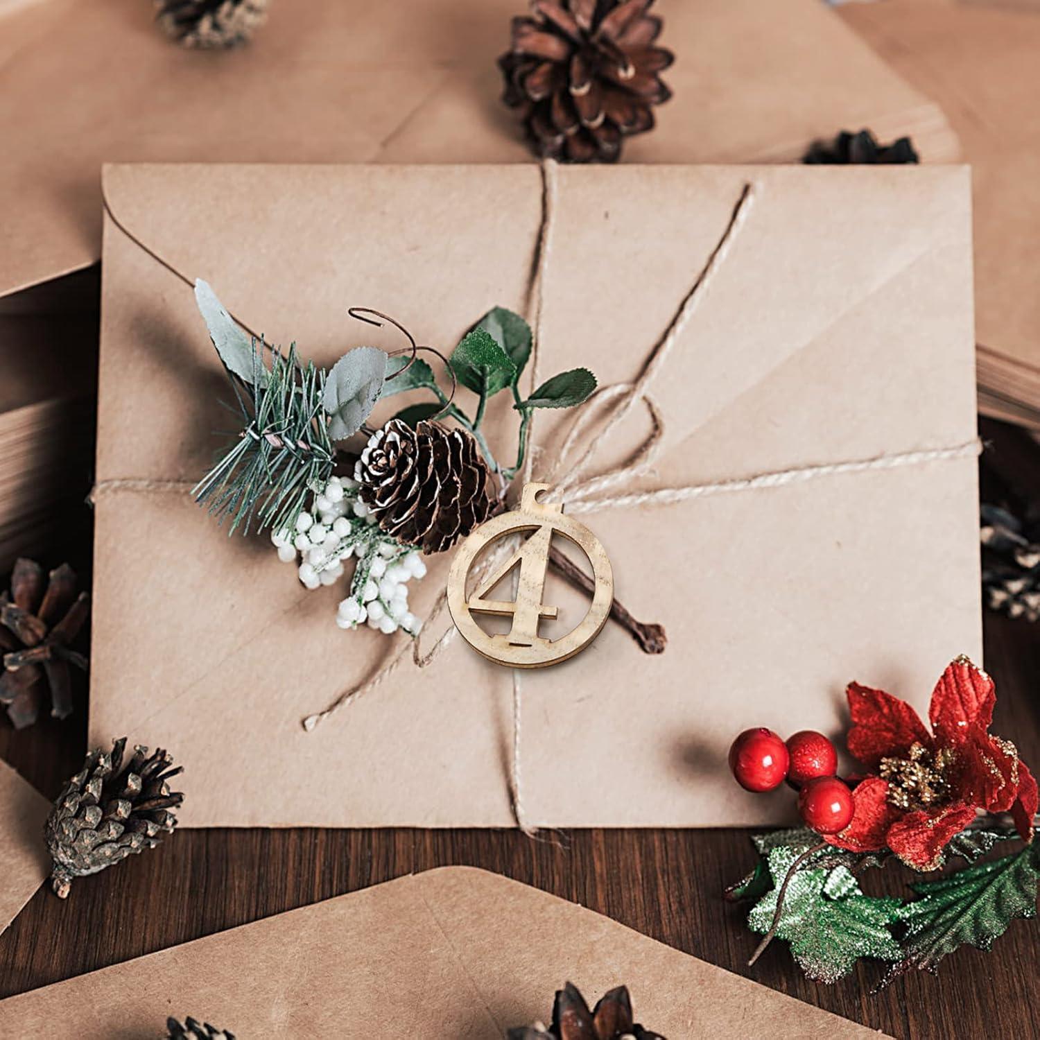 LIHAO Adventskalender Zahlen Holzanhänger Weihnachtsanhänger 1-24