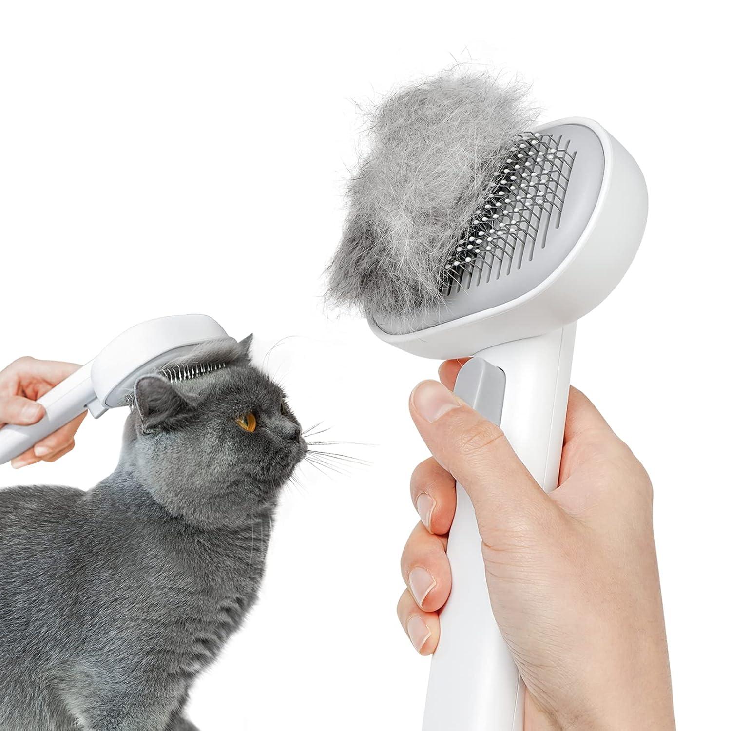 Professionelle Katzenbürste mit Auslöseknopf für Kurzhaar und Langhaar