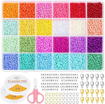 3mm Glasperlen mit Buchstabenperlen und Zubehör für Schmuck