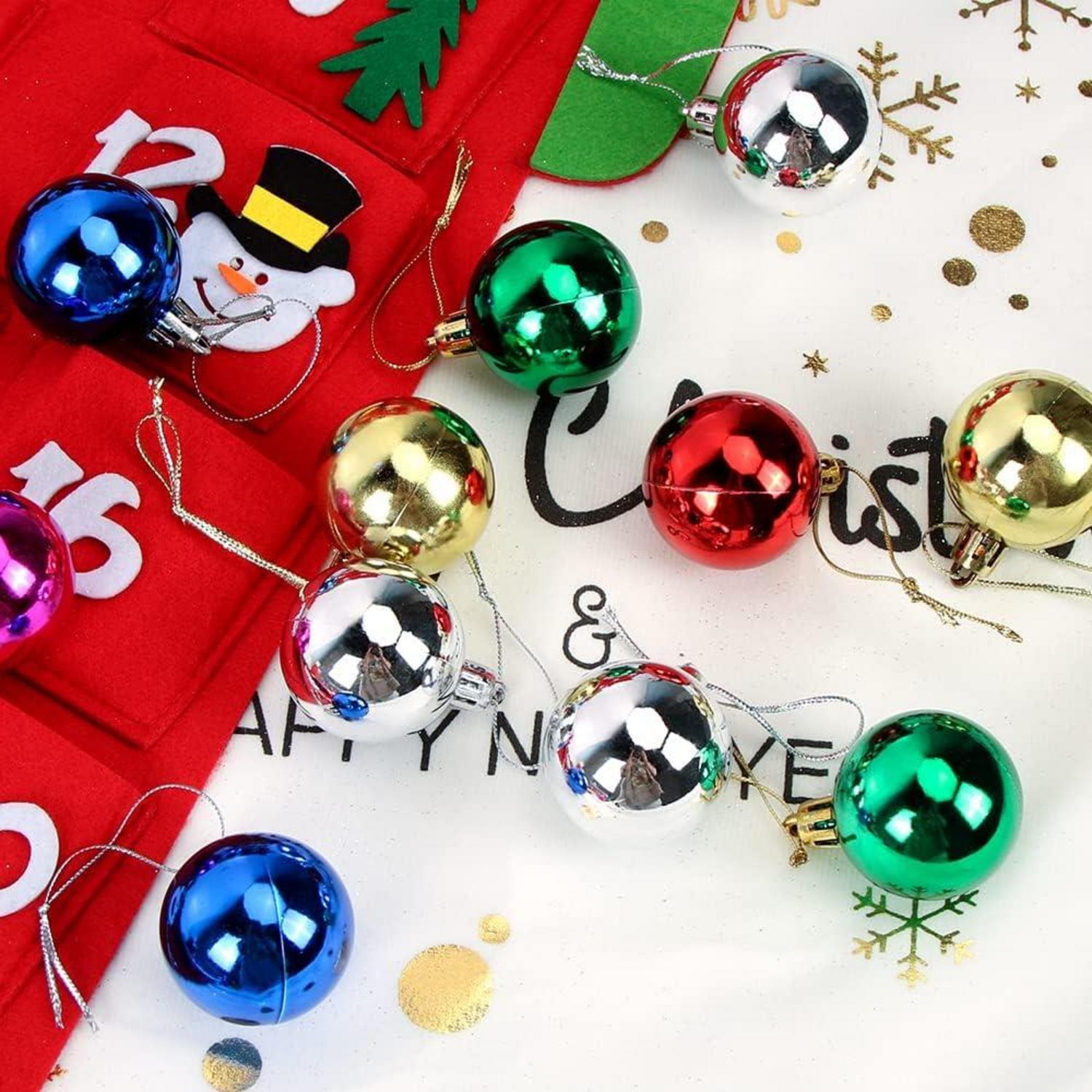 36er Set Weihnachtskugeln - Bunt, Kunststoff, 4cm - Baumschmuck Ornamente
