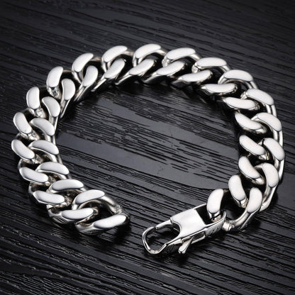 Herren Armband Edelstahl Fahrradkette Silber 22cm x 1,4cm