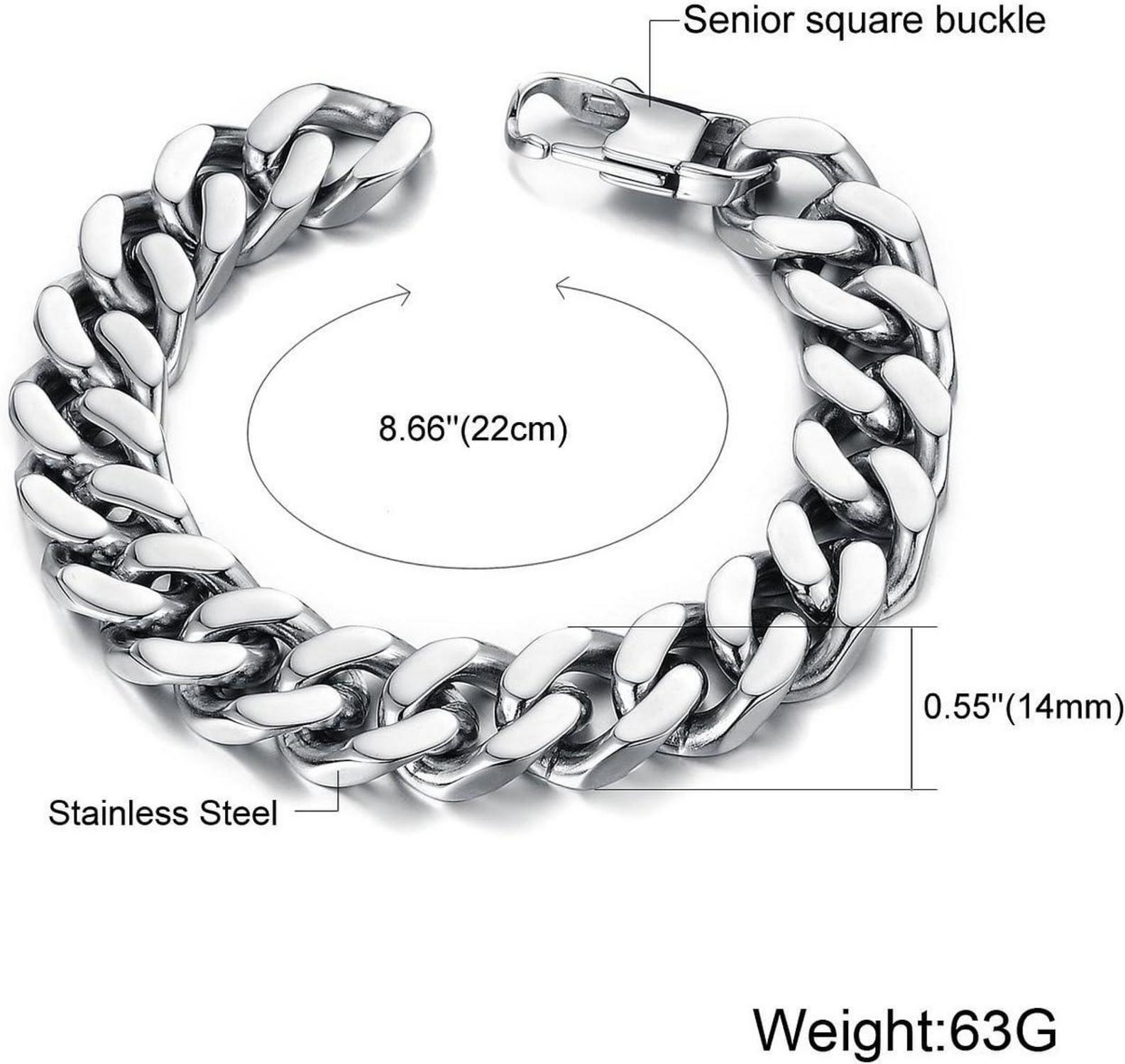 Edelstahl Armband Fahrradkette Silber 22cm x 1,4cm