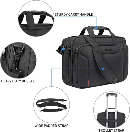 EMPSIGN Laptoptasche 17,3 Zoll Wasserdichte Schultertasche Schwarz