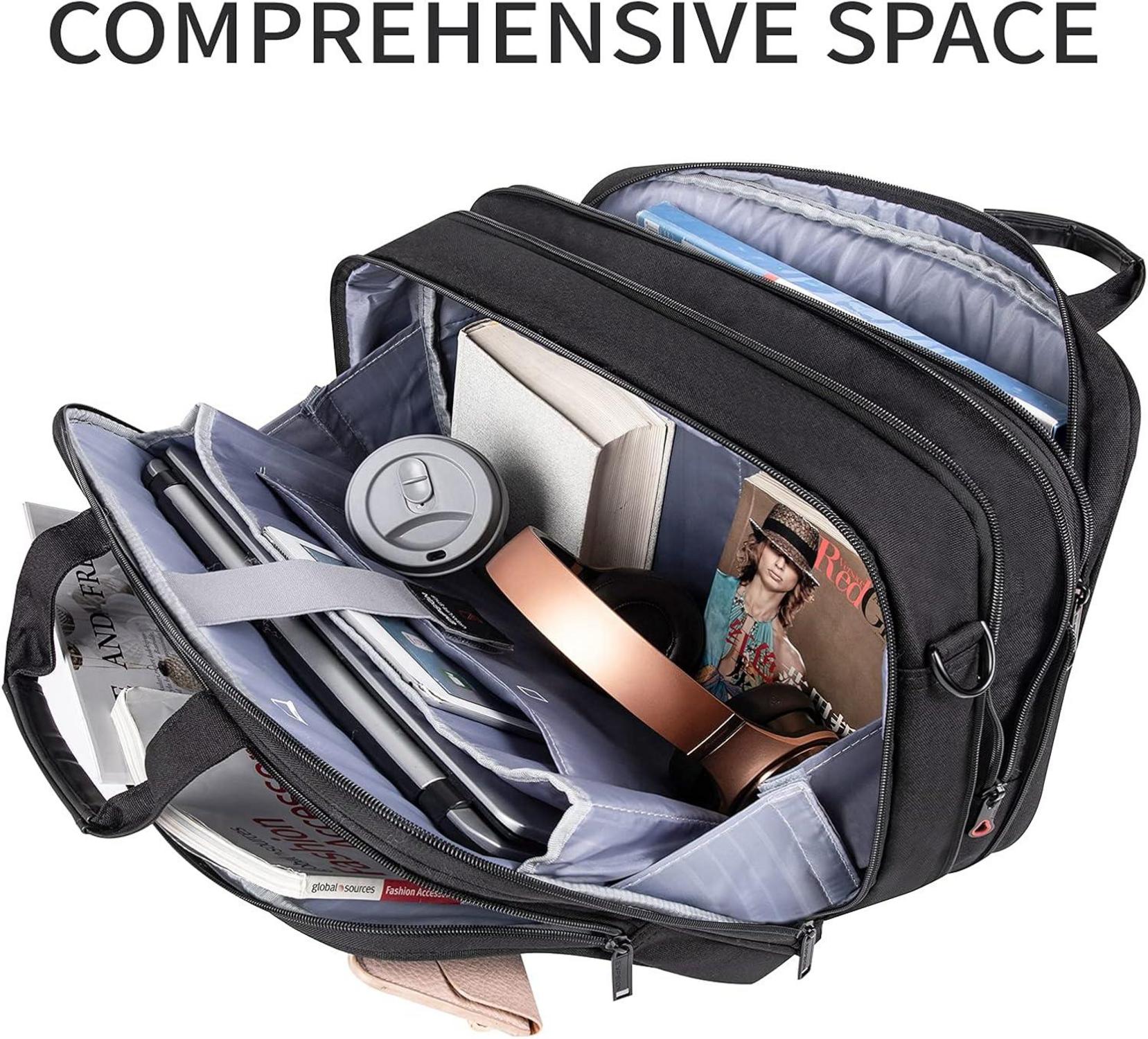 EMPSIGN Laptoptasche 17,3 Zoll Wasserdichte Schultertasche Schwarz
