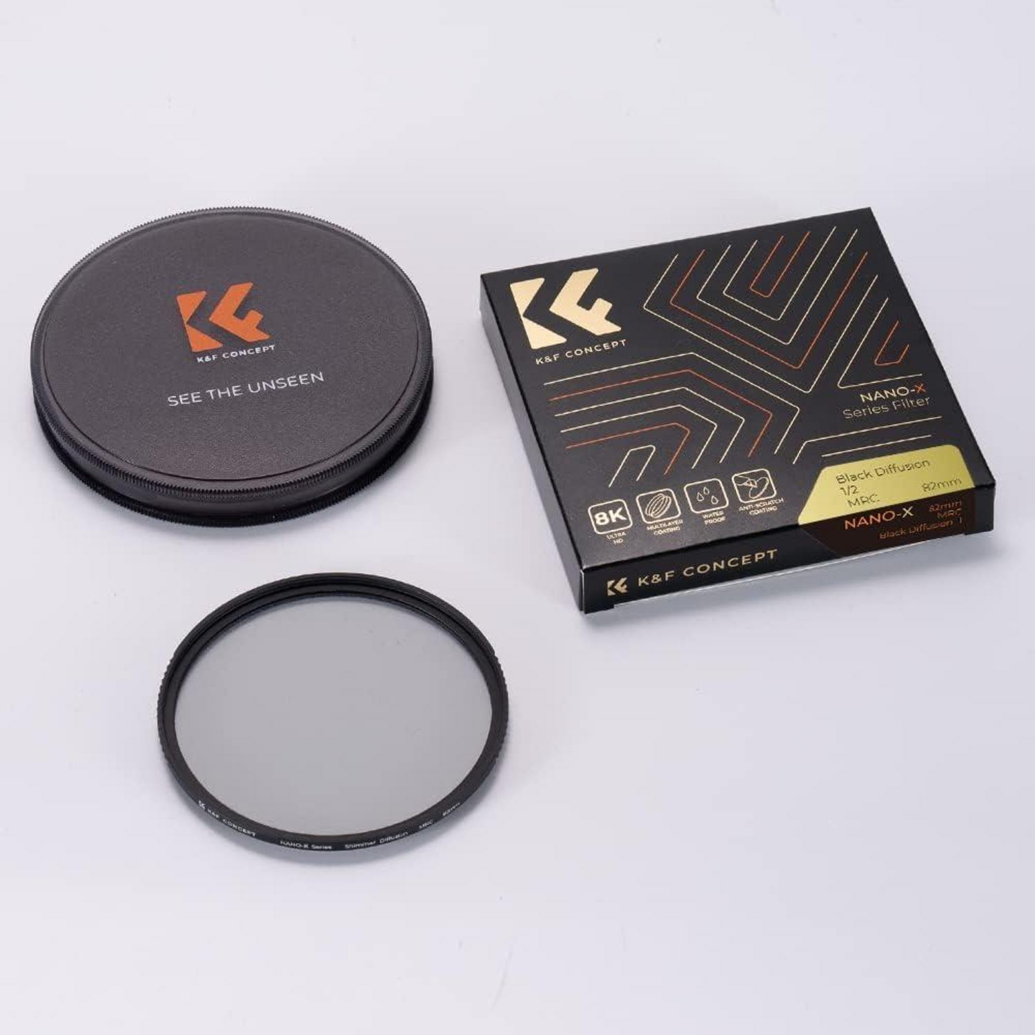72mm Black Mist Filter für Video und Portrait, 1/2 Optisches Glas, Nano-beschichtet