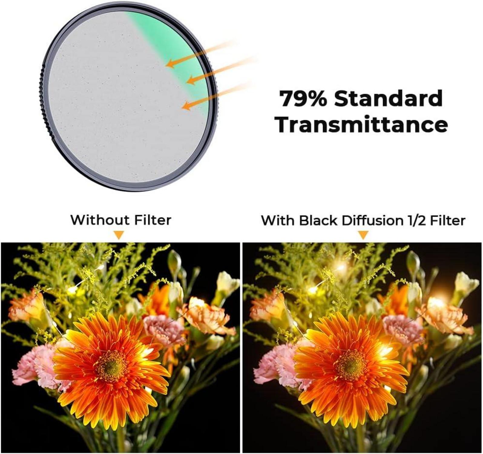 82mm Black-Mist 1/2 Filter für Video/Portraitfotografie