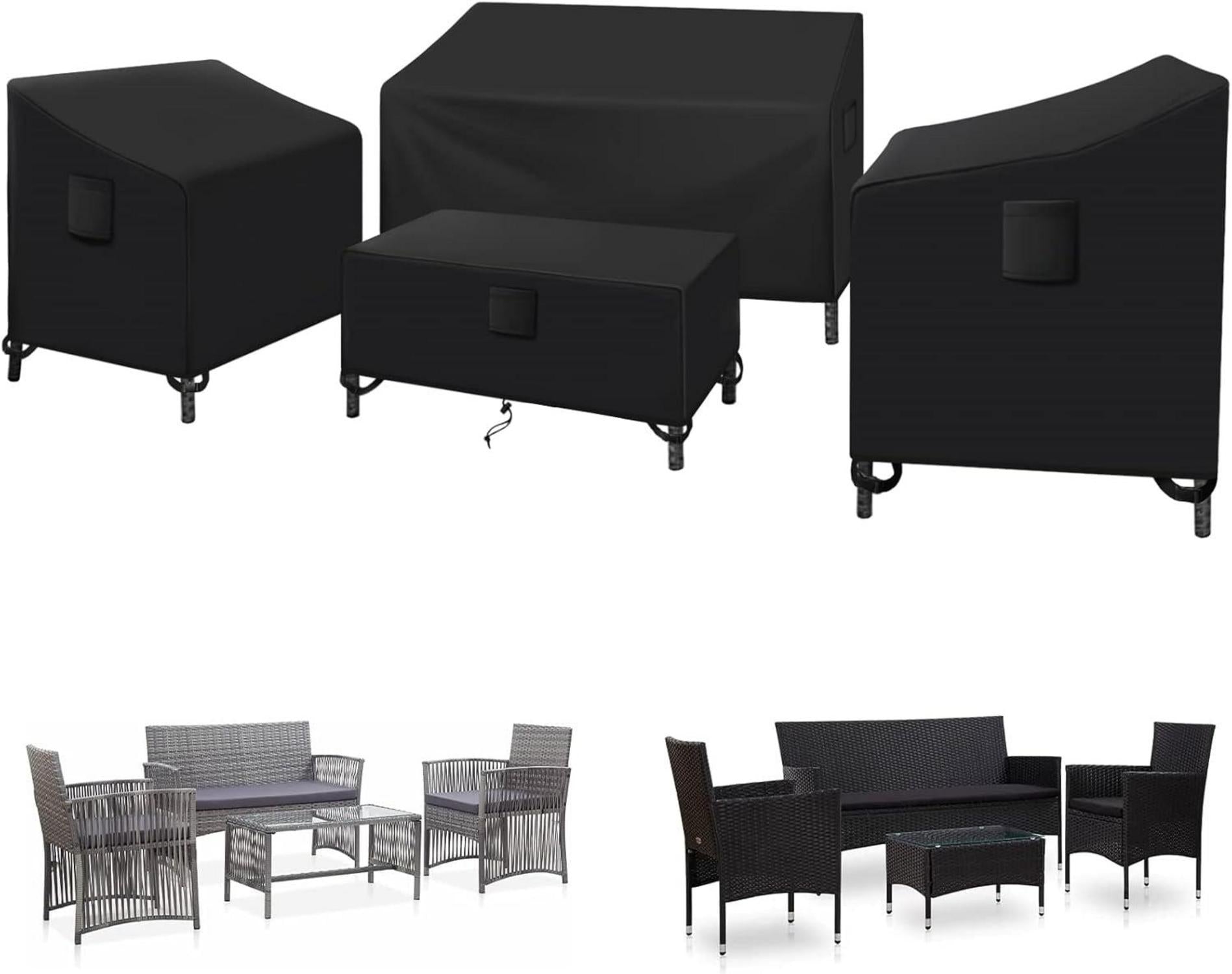 Terrassenmöbelabdeckung 420D Oxford Wasserdicht Schwarz
